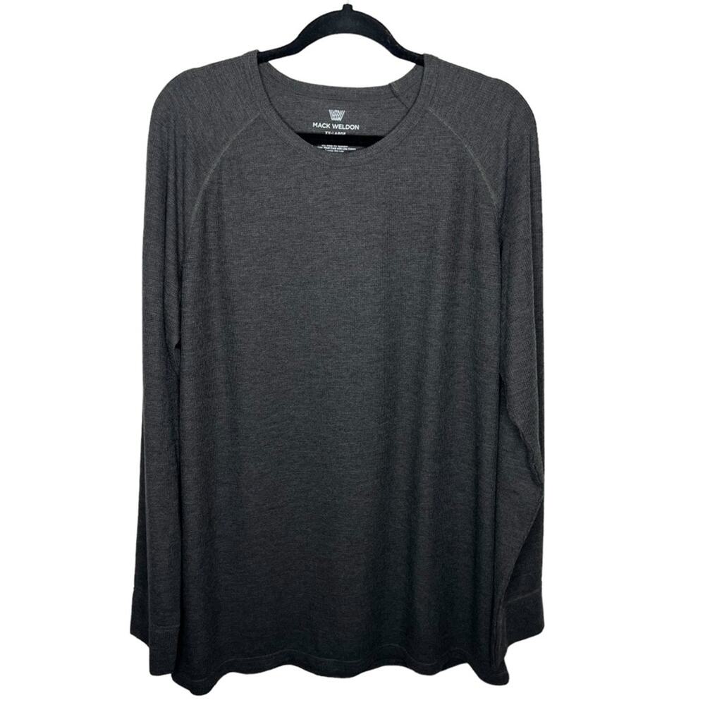 MACK WELDON / gray warmknit waffle long sleeve crew neck shirt / XXL